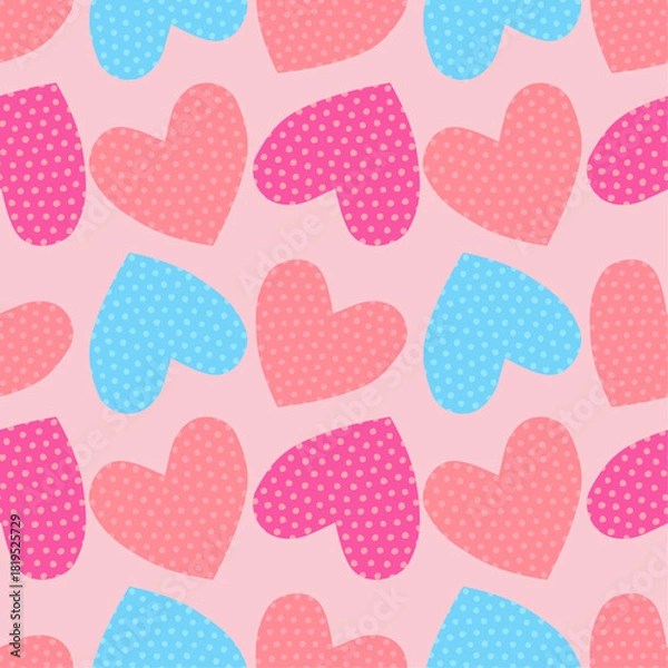 Obraz Adorable seamless pattern with hearts. Lovely background, ideal for Valentine's Day and other romantic occasions. Suitable for textiles, wrapping paper, banners, love-themed graphics, and decorations.