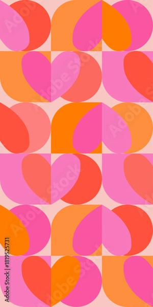 Fototapeta Vertical abstract seamless Valentine's banner. Background with heart-shaped elements perfect for web and printed designs, including textiles, wrappings, love-themed graphics, romantic decor, and ads.