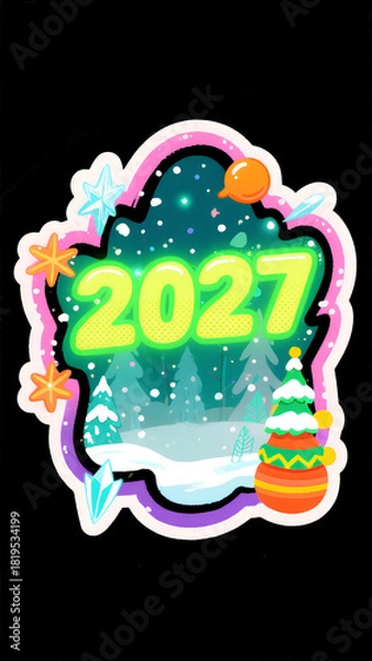 Obraz Emerald Glow Christmas 2027 – Magical Green Light Holiday Scene