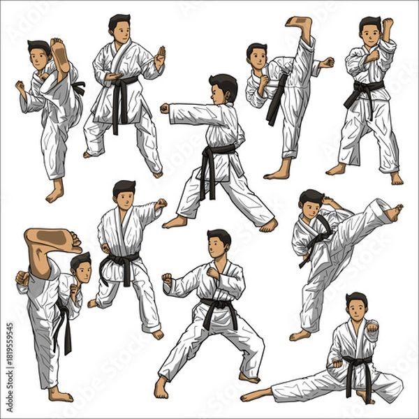 Fototapeta karate movement illustration bundle