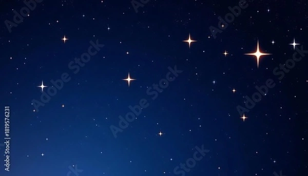 Obraz Vector illustration of a dark blue night sky filled with shining stars of varying sizes and brightness,  sky,  heavenly