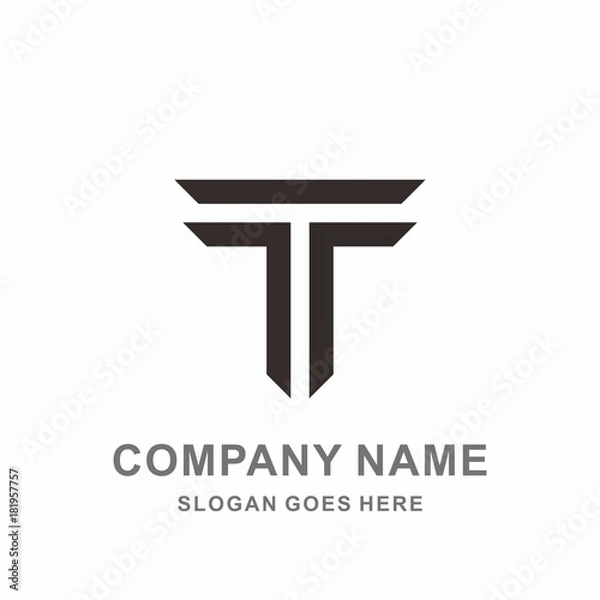 Fototapeta Monogram Letter T Geometric Square Architecture Interior Construction Business Company Stock Vector Logo Design Template