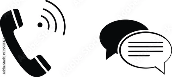 Fototapeta Phone call and chat bubble icons for communication and support services