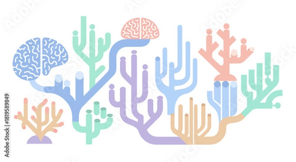 Fototapeta Neural network and brain connections