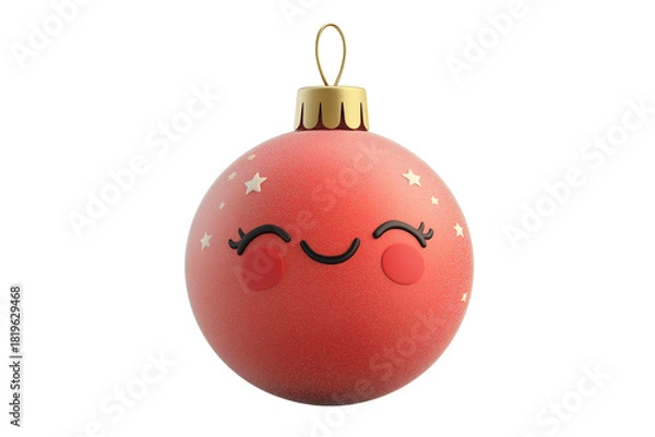 Fototapeta Adorable Velvet Christmas Ball Character Isolated on Transparent Background 