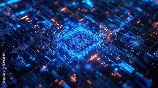 Obraz Quantum AI Core Forming Intricate Cyber Intelligence