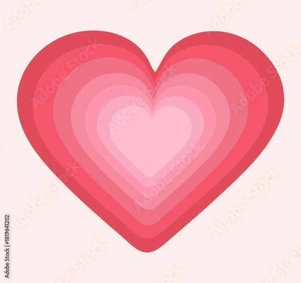 Fototapeta Vector love illustration of a heart with a pink gradient. Sweet and romantic abstract element in flat design on white background.