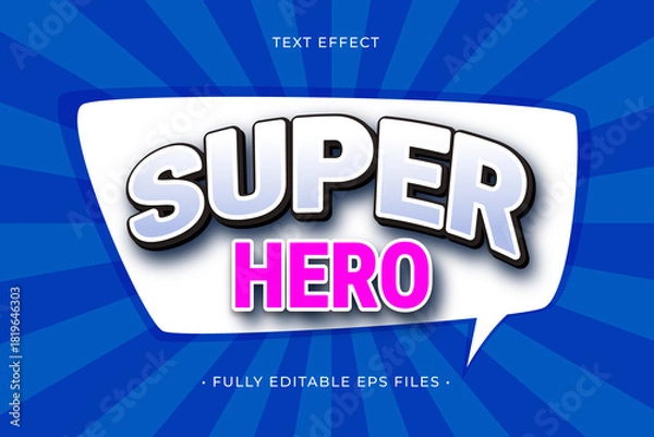 Obraz Super hero text effect with yellow graphic style and editable vector