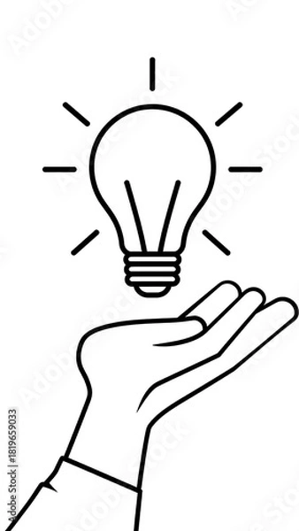 Obraz Hand Holding a Light Bulb - Idea Generation and Innovation.