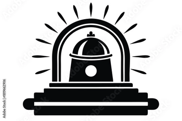 Fototapeta A vintage black emergency siren is radiating with light in a drawing