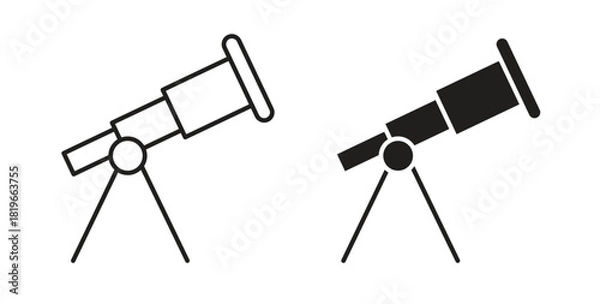 Obraz Telescope icon with editable stroke and flat vector pack