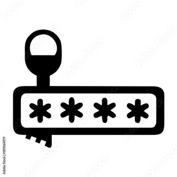 Fototapeta Password field with hidden characters and a key icon, representing security, login, and data protection
