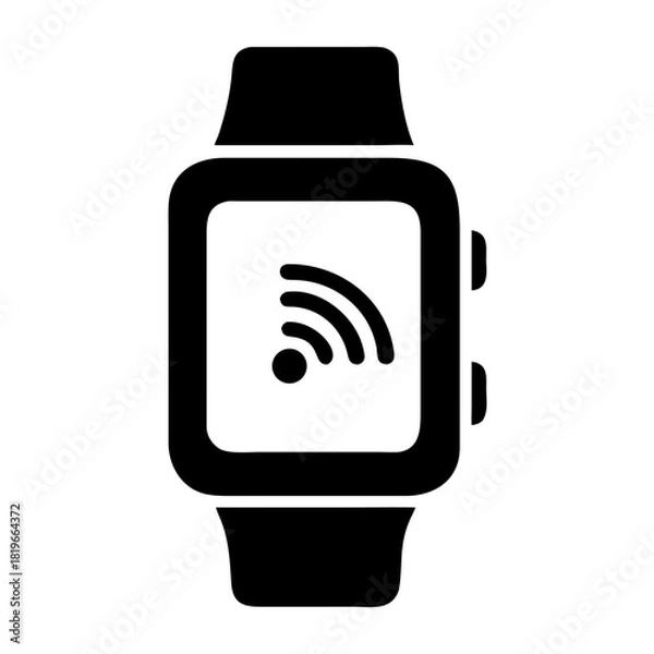 Fototapeta Smartwatch with wifi signal icon on screen, representing connectivity, wearable technology, internet access, and modern communication