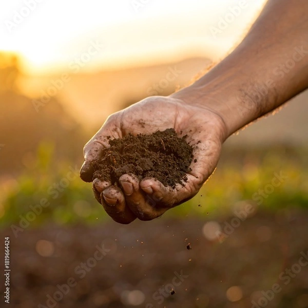 Obraz Handful of Soil - Agriculture and Environmental Stewardship.