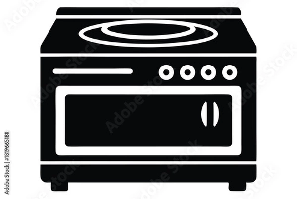 Fototapeta Isolated black oven shows a stylized appliance ready for some kitchen cooking