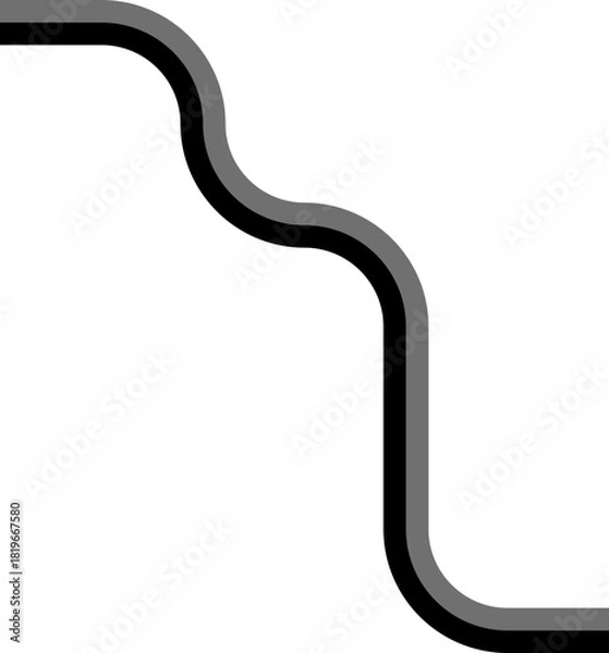 Obraz Two bold lines create a diagonal zigzag built from squared wave motions and gently curving junctions.