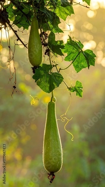 Obraz Hanging Bottle Gourds in the Morning Light.