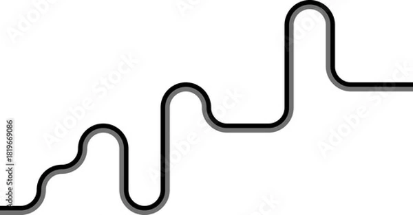 Obraz Thick paired lines outline a maze built from squared wave segments connected through smooth rounded changes.