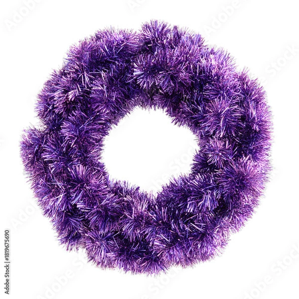 Obraz Purple metallic tinsel loop. Isolated white background. Png format
