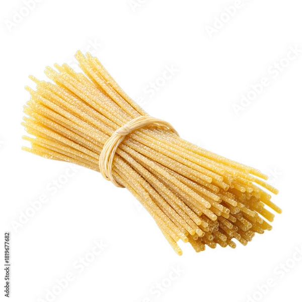 Obraz Garlic-flavored spaghetti bundle with subtle texture. Isolated white background. Png format
