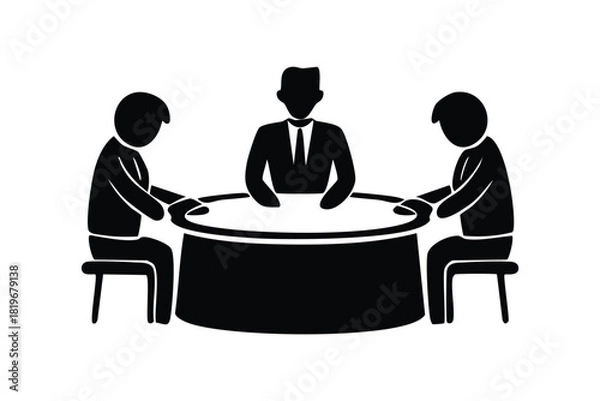 Obraz Corporate Team Meeting Silhouette Round Table Discussion Business Collaboration Strategy Planning