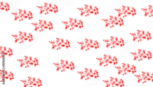 Fototapeta Abstract red organic clusters forming a seamless repeating pattern on white