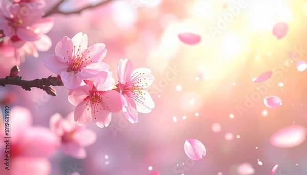 Fototapeta Vibrant blossom display capturing the delicate dance of petals with dreamy sunlit background