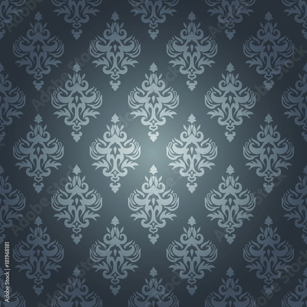 Fototapeta Silver Gray Damask Background - Seamless Pattern