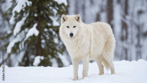 Obraz white wolf in winter