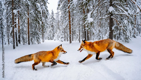 Obraz red fox in snow