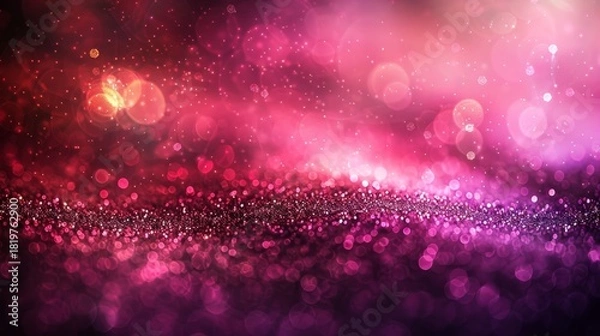 Obraz Soft pink and gold glitter background, swirling bokeh, romantic sparkling texture, dreamy Valentine mood