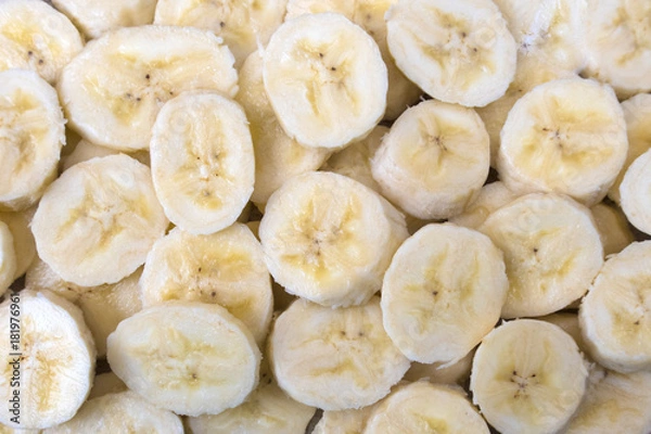 Obraz many chopped banana slices