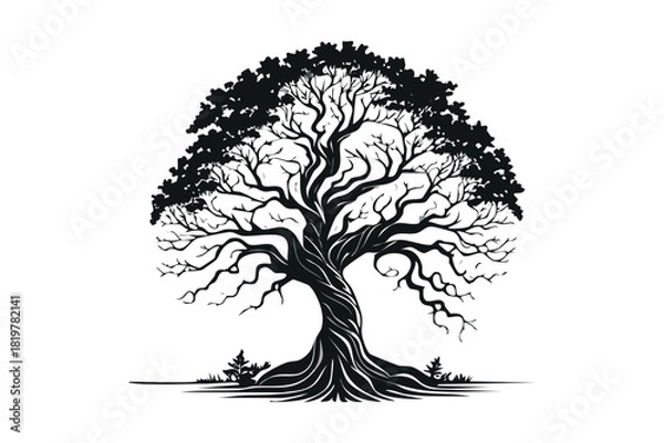 Obraz Lush Green Tree Silhouette Full Foliage Nature Growth Environment