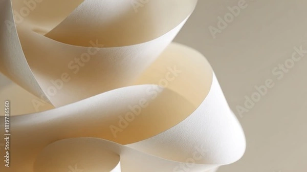 Obraz Abstract swirling shapes of soft paper create a mesmerizing loop, showcasing elegant curves and textures, evoking a sense of fluidity and artistic expression in design