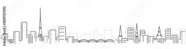 Obraz Riga Simple Dark Lines Skyline on White Background