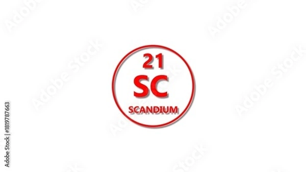 Obraz Scandium icon texture red color 4k illustration. 21 number Scandium 4k illustration. 
