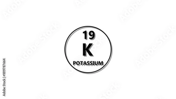Obraz Potassium icon texture Black color 4k illustration. 19 number Potassium 4k illustration.