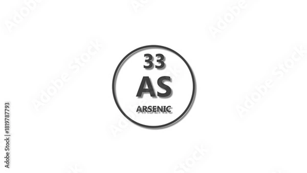 Obraz Arsenic icon texture deep gray color 4k illustration. 33 number Arsenic 4k illustration.