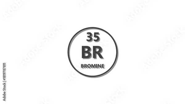 Obraz Bromine icon texture deep gray color 4k illustration. 35 number Bromine 4k illustration.