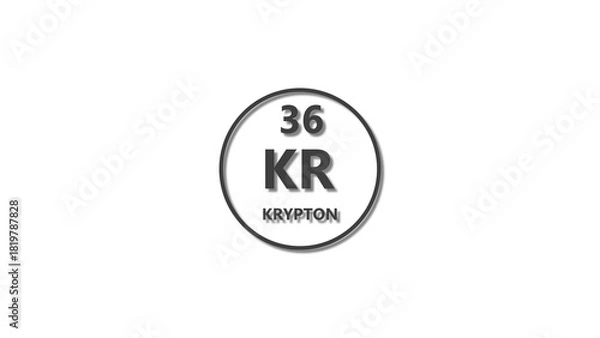 Obraz Krypton icon texture deep gray color 4k illustration. 36 number Krypton 4k illustration.