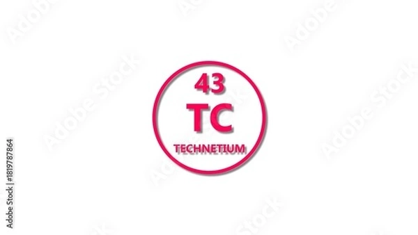 Obraz Technetium icon texture magenta red color 4k illustration. 43 number Technetium 4k illustration.