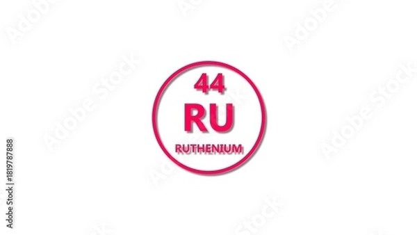 Obraz Ruthenium icon texture magenta red color4k illustration. 44 number Ruthenium 4k illustration.