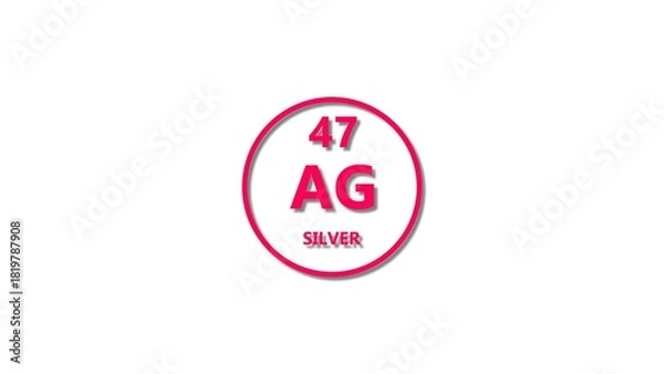 Obraz Silver icon texture magenta red color 4k illustration. 47 number Silver 4k illustration.