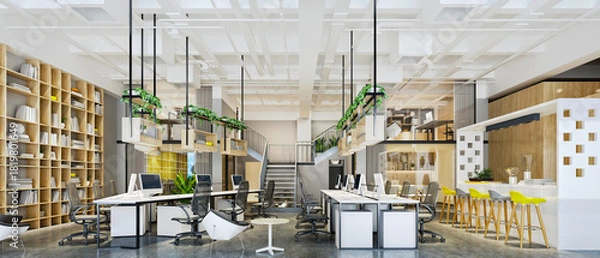 Obraz 3d render modern working office interior