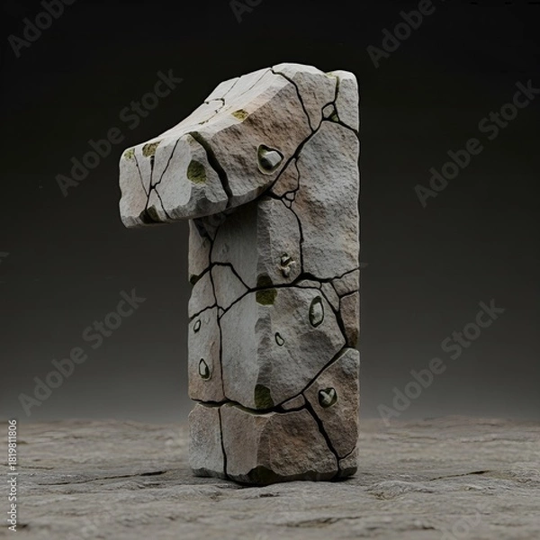 Fototapeta Stylized Textured Stone Number One Sculpture Element Decoration