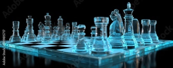 Fototapeta digital chess pieces on a circuit chessboard