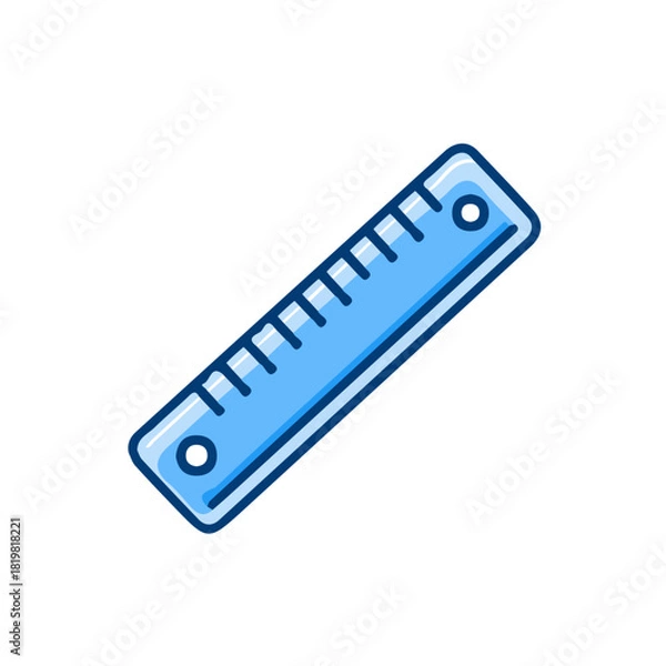 Fototapeta Attractive Minimalist illustration, A clipart flat 2D icon, minimal design, simple illustration with EPS format design of a ruler plastic isolated on white and transparent background