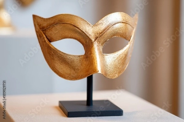 Fototapeta Elegant golden masquerade mask display