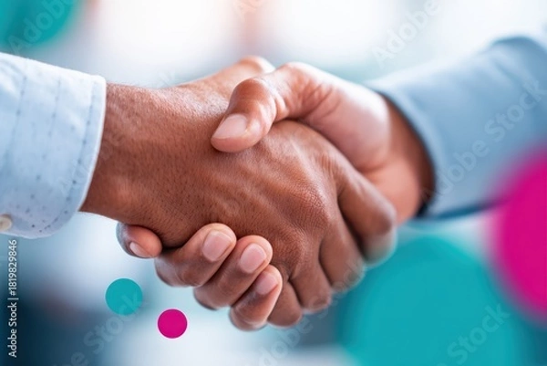 Obraz Business handshake on colorful background