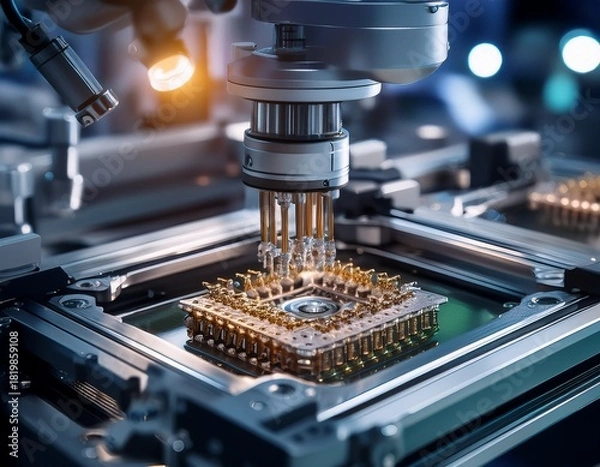 Obraz a close up of nanotechnology machinery working at a microscopic level